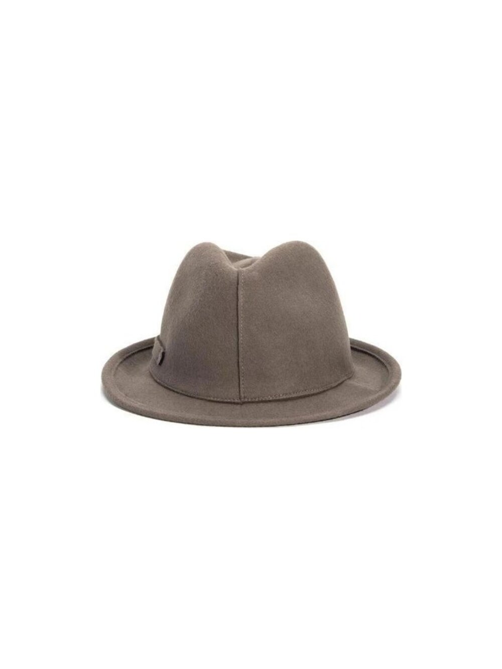 HAT ATTACK Seamed TAUPE 100% Wool Felt Fedora Designer seams Stitch band NWT